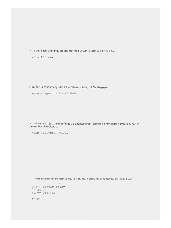 sammlung malsy. fragebogen.